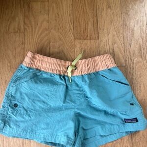 Patagonia Girl’s Teal and Peach Board Shorts